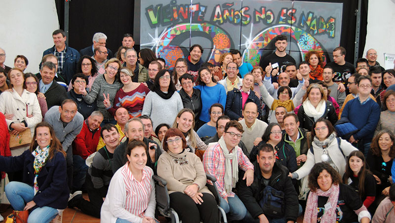 Celebración del vigésimo aniversario del grupo de autogestores. Foto: Plena inclusión Extremadura