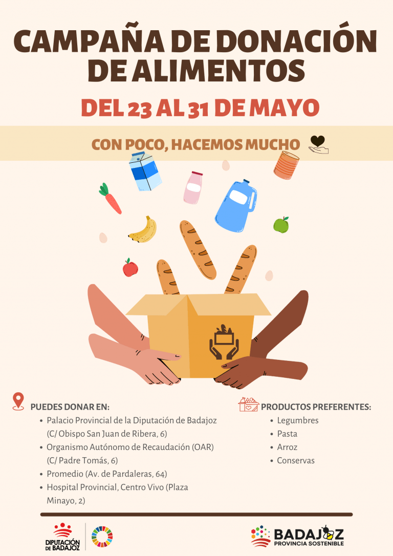 La Diputación de Badajoz impulsa una campaña de donación de alimentos