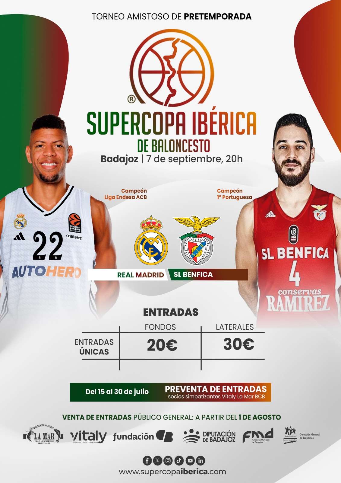 Real Madrid y Benfica se enfrentarán el 7 de septiembre en la primera Supercopa Ibérica de baloncesto